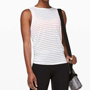 Lululemon Meet Halfway Tank Striped White size 10 open back